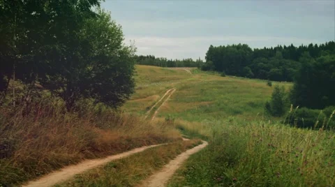 Rural road among fields. Summer. Stock Footage 50094057