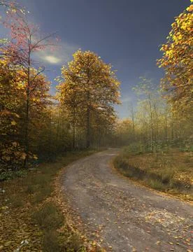 Rural road in autumn Stock Illustration