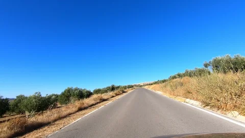 Rural road between olive trees fields in Andalusia Stock Footage 118260890