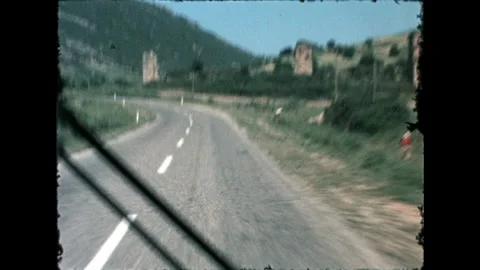 Rural Road with Distant Ruins Stock Footage 277585224