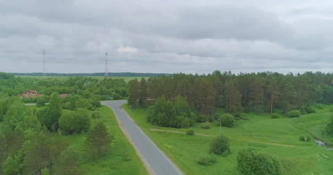 Rural road with an intersection Stock Footage 155764874