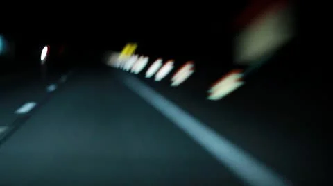 Rural Road POV Night using Lens Baby Stock Footage 9973528