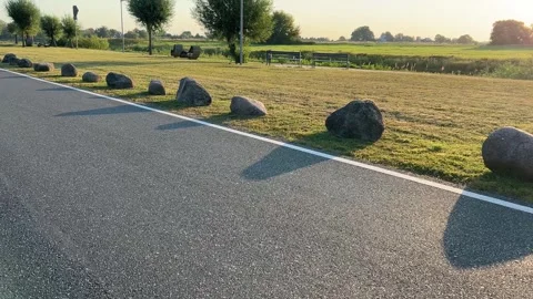 Rural Road with Stone Border and Fields Video stock 344329482