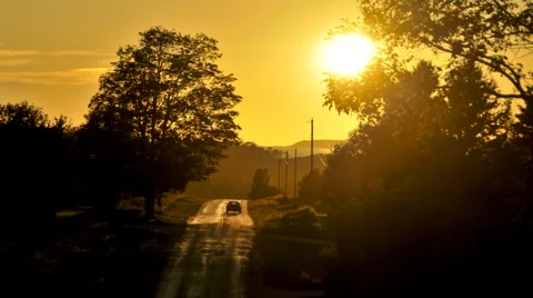 Rural road sunset Stock Footage 2991285