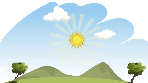 Rural scene with the farm and fields and mountains on sunny day. Stock-Footage 142992776