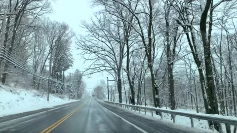Rural Scene on Route 9 in Garrison, New York on Winter Day Stock Footage 270192904