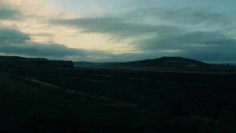 Rural scene through the passenger train window Stock Footage 95700236