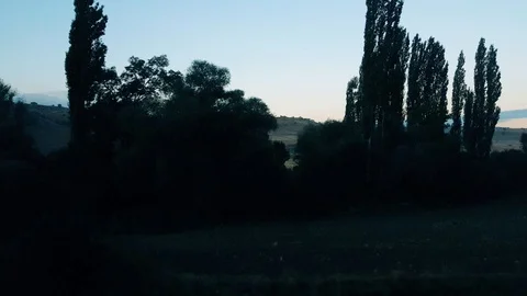 Rural scene through the passenger train window Stock Footage 95700756