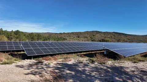 Rural Solar Panels Under Blue Sky Stock Footage 292162315