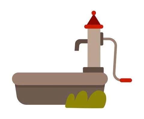 Rural Stone Structure in the Ground for Accessing Water Vector Illustration Stock Illustration