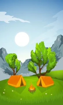 Rural summer landscape Stock Illustration