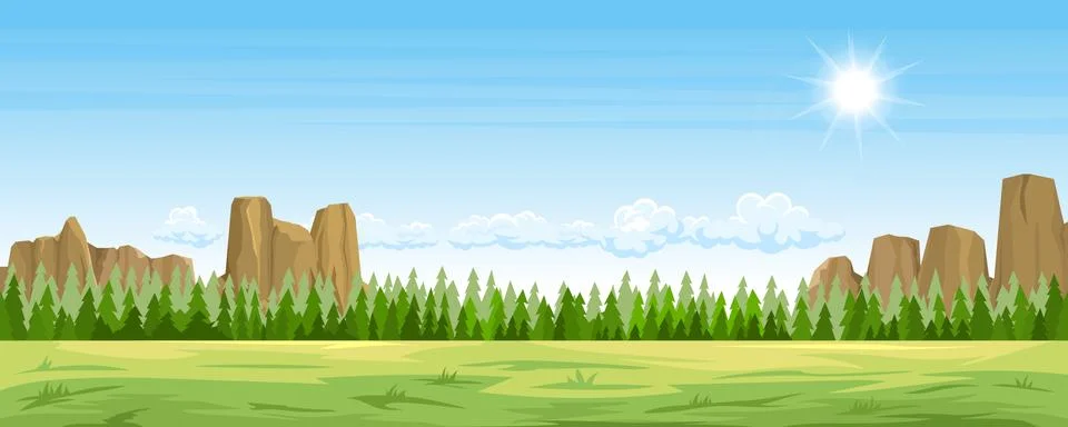 Rural summer landscape Stock Illustration