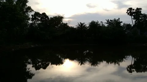 Rural Sunset Pond Stock Footage 127052412