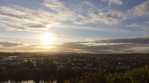 Rural town sunset time lapse Видео 124836145
