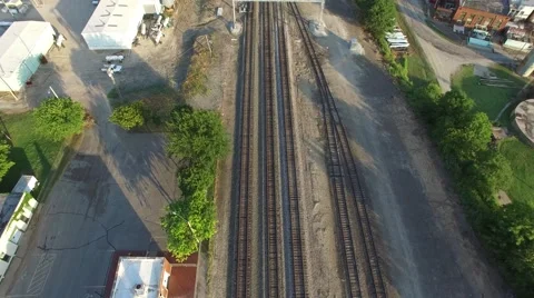 Rural Train Tracks Flyover Stock Footage 66522007