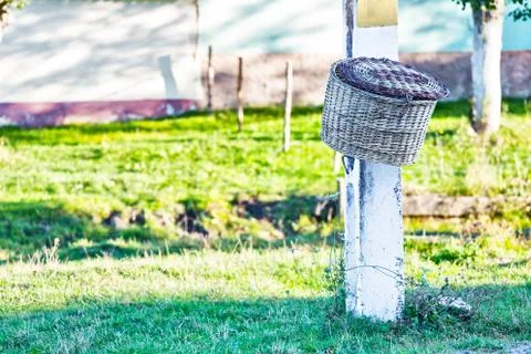 Rural trash can Stock Photos
