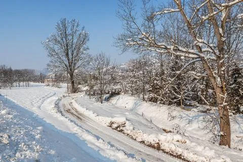 Rural view in winter. Stock Photos