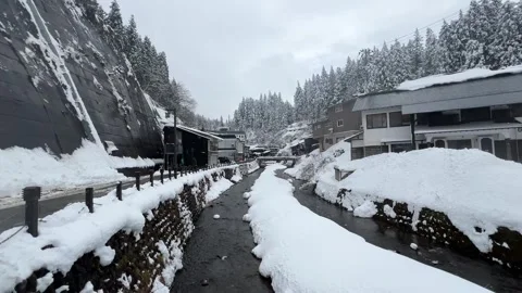 Rural Walk Path Covered in Thick Snow Winter Japan Video stock 344964346