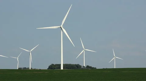 Rural Wind Turbines Generating Clean Energy (Wide) Stock Footage 41852422