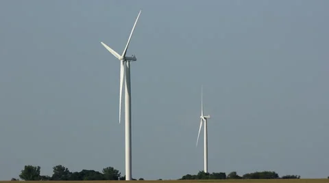 Rural Wind Turbines Generating Clean Energy Near Highway (Med) Stock Footage 41852427