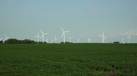 Rural Wind Turbines Generating Clean Energy (Tilt Up) Stock Footage 41852439