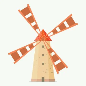 Rural windmill in flat style Stock Illustration