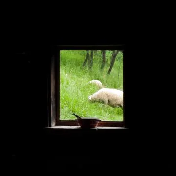 Rural window view Stock Photos