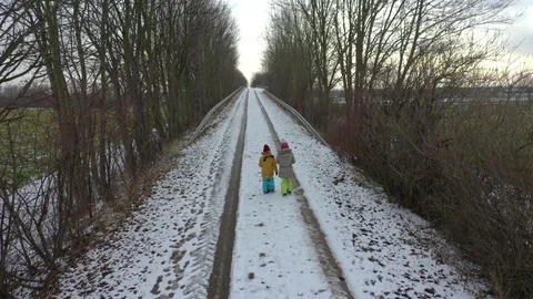 Rural Winter Landscape - Aerial View Stock Footage 119831791