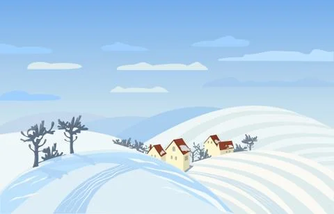 Rural winter landscape Stock Illustration