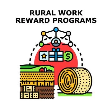 Rural work reward programs for community support Stock Illustration