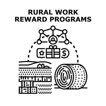 Rural work reward programs for community support Stock Illustration
