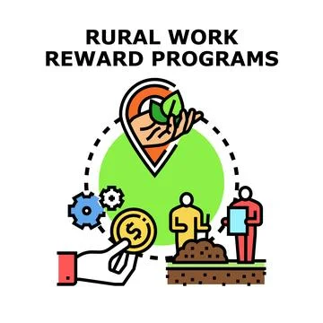 Rural work reward programs concept illustration Illustrazione stock