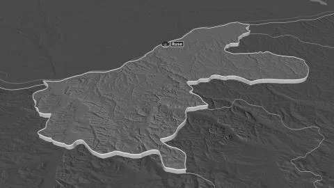 Ruse, Bulgaria. Bilevel elevation map with surface waters Stock Illustration