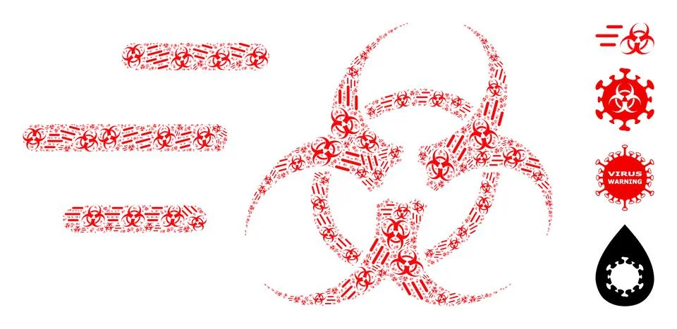 Rush Biohazard Icon Recursive Collage 스톡 일러스트