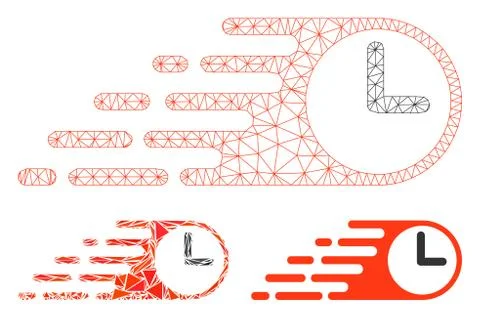 Rush Clock Vector Mesh Carcass Model and Triangle Mosaic Icon Stock Illustration