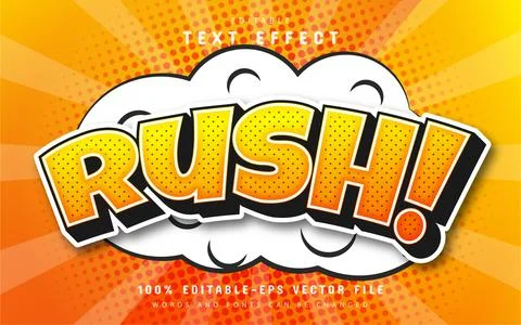 Rush comic text effect Illustrazione stock