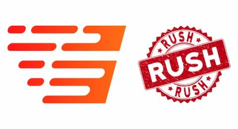 Rush Effect Icon with Distress Rush Stamp Illustrazione stock