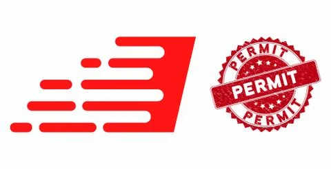 Rush Effect Icon with Textured Permit Stamp 스톡 일러스트