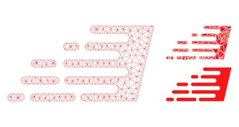 Rush Effect Vector Mesh Network Model and Triangle Mosaic Icon Illustrazione stock