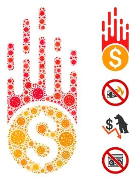 Rush Falling Dollar Collage of CoronaVirus Elements 스톡 일러스트