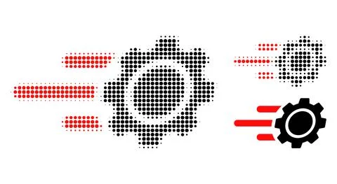 Rush Gear Halftone Dotted Icon Stock Illustration
