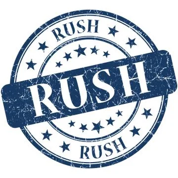 Rush grunge blue round stamp Illustration