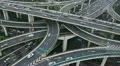 Rush Hour Aerial View Shanghai Intersection Elevated Highway Car Move Traffic HD Footage