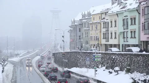 Rush hour in Bratislava Stock Footage 56498496