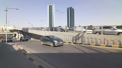 Rush hour car traffic in Abdali district, Amman, Jordan Stock Footage 111402815