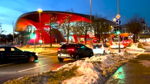 Rush hour with car traffic in the evening in Munich. Stock-Footage 262077594