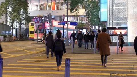 Rush hour in central Hong kong, China. Stock Footage 100347586