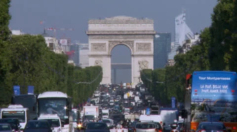 Rush hour - Champs Elysees - Paris France Stock Footage 27015548
