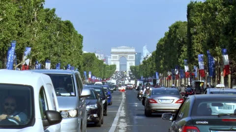 Rush hour - Champs Elysees - Paris France Stock Footage 51061318