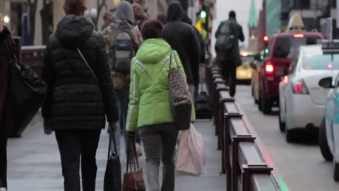 Rush hour in a Chicago winter Stock Footage 92374369